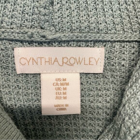 Cynthia Rowley pullover hoodie sweater Size Medium sage green chunky open knit - Picture 4 of 6